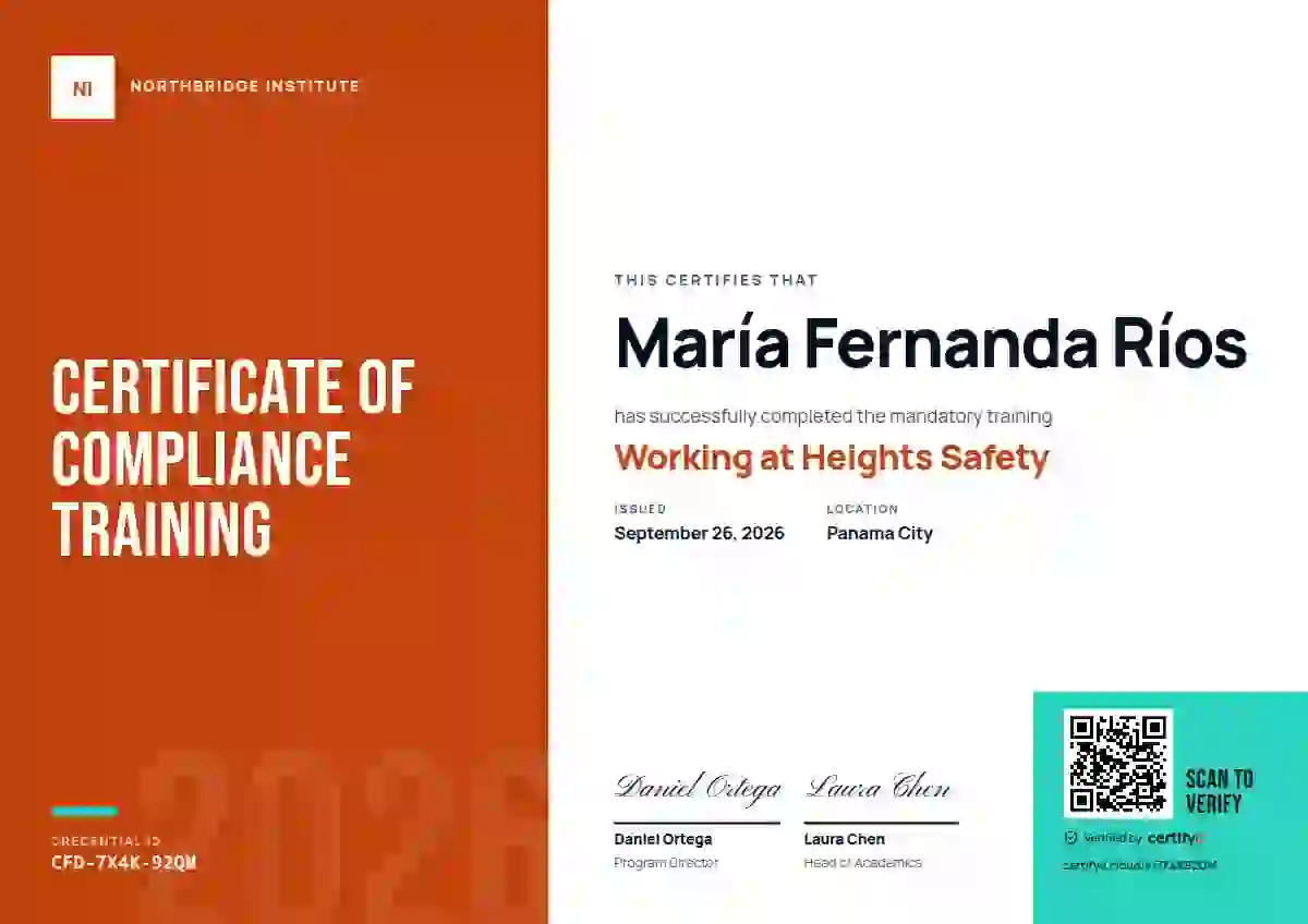 Color Block Tangerine ComplianceSafety compliance and safety certificate template