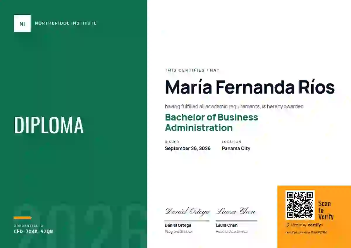 Color Block Green Oswald Manrope academic diploma certificate template
