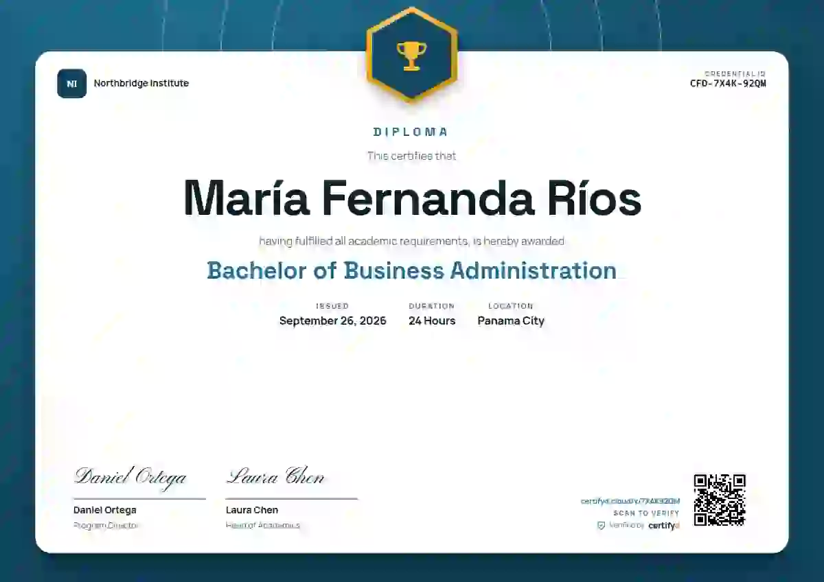 Plantilla de certificado Icon Badge Cerulean Bold Halo de diploma académico