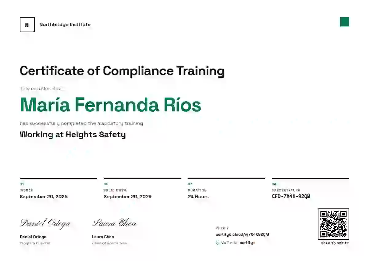 Swiss Grid Green Small Square compliance and safety certificate template