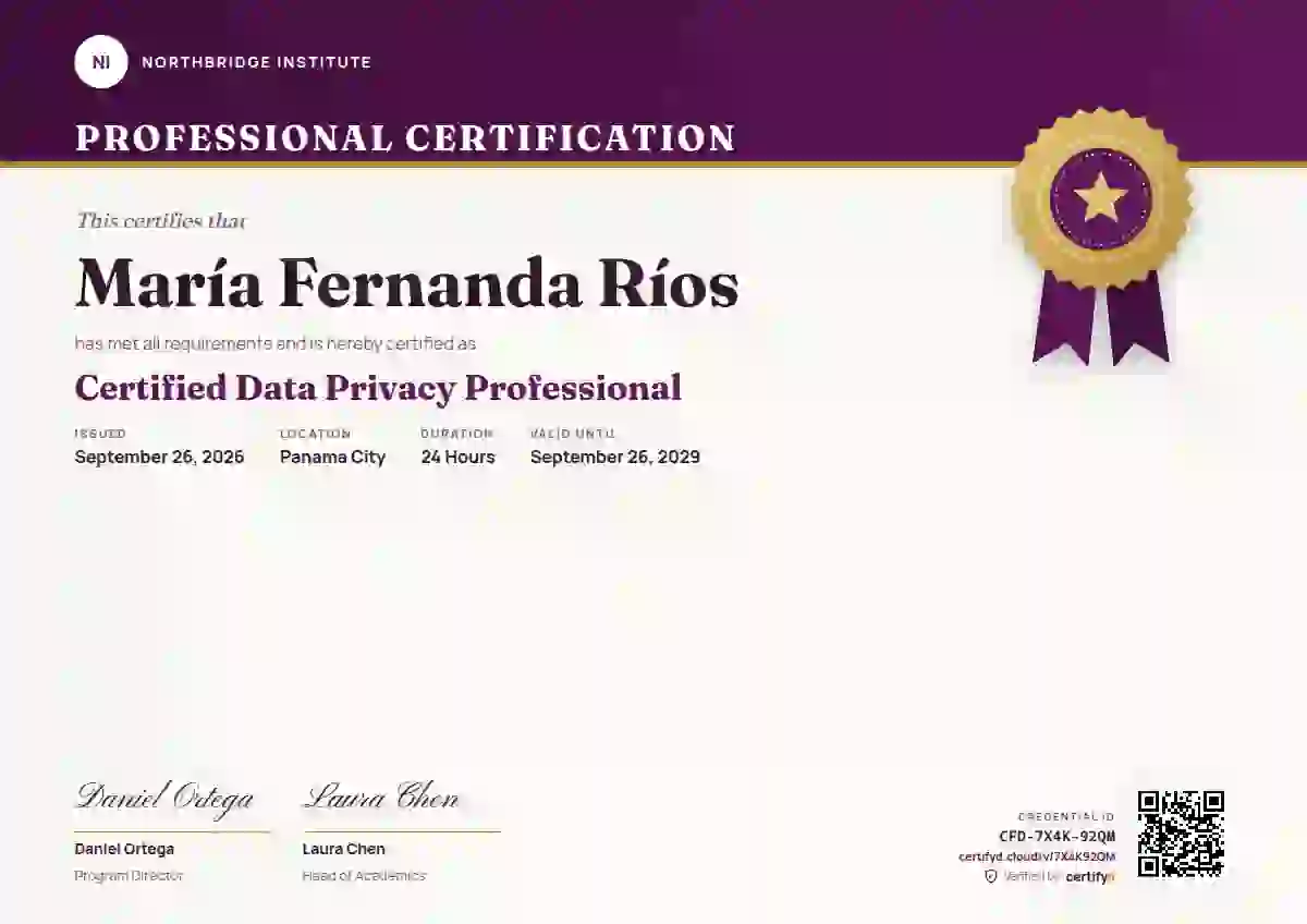 Plantilla de certificado Seal Masthead Fuchsia Short Band 2 de certificación profesional