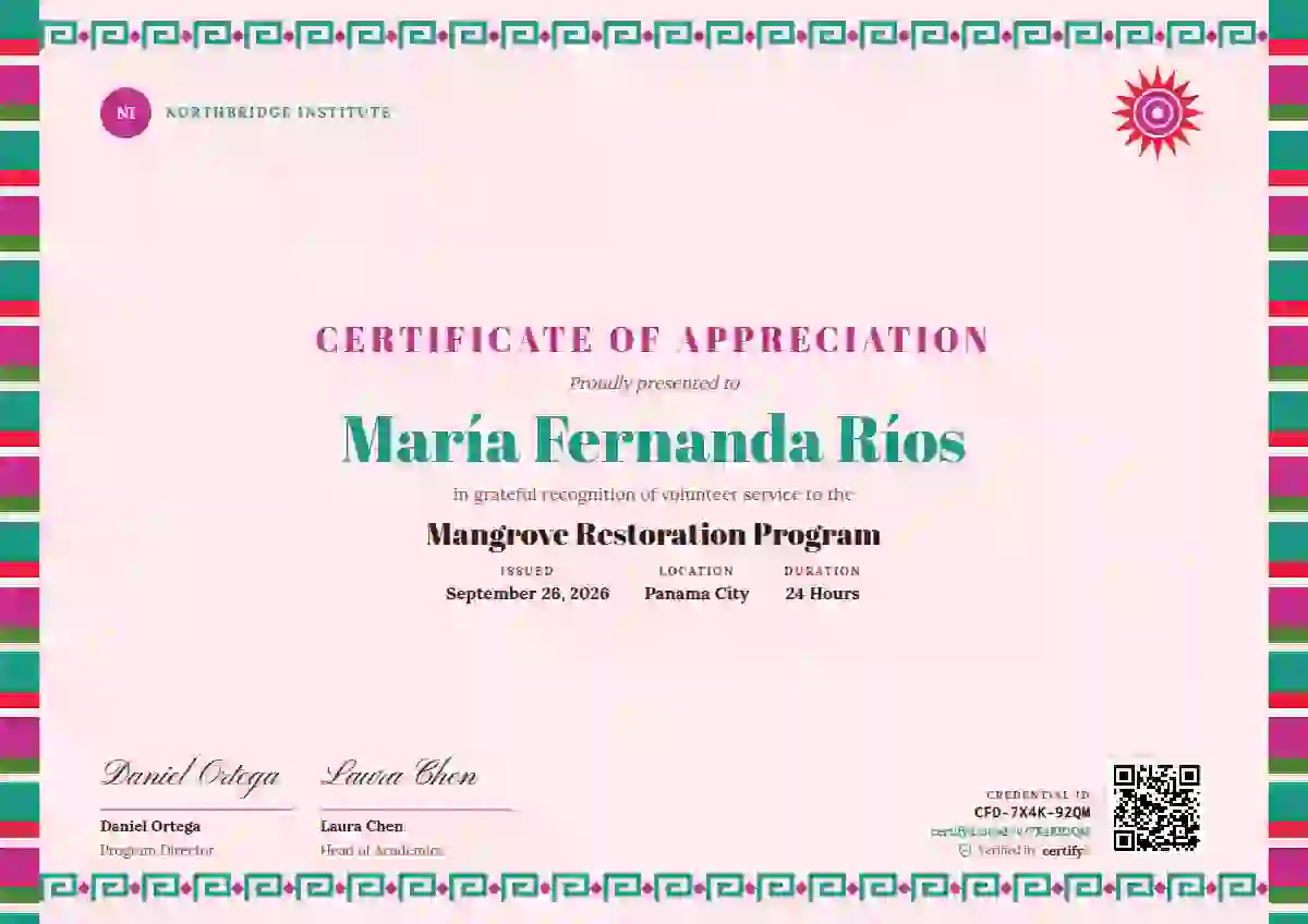 Greca Folk Seafoam Narrow Stripe volunteer appreciation certificate template