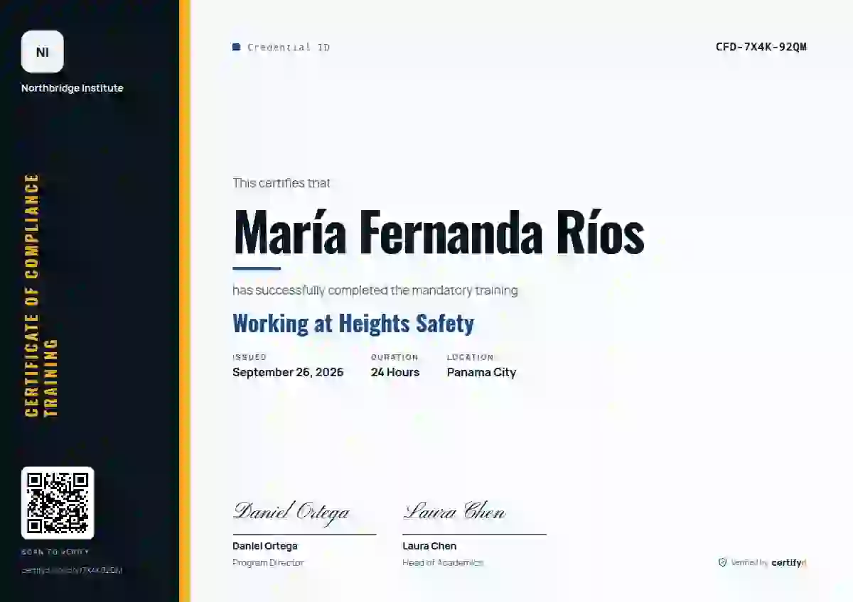 Plantilla de certificado Vertical Sidebar Slate Bold Stripe de cumplimiento y seguridad