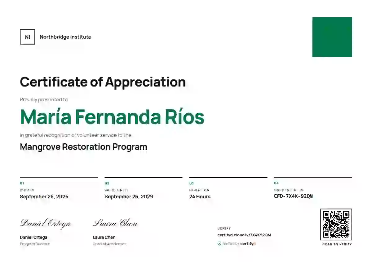 Swiss Grid Green Huge Square volunteer appreciation certificate template