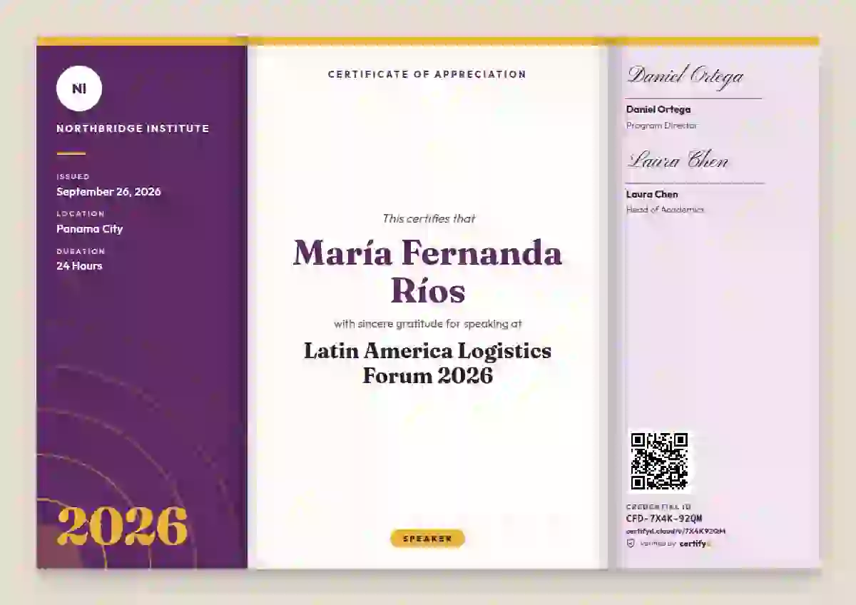 Tri-fold Programme conference speaker certificate template