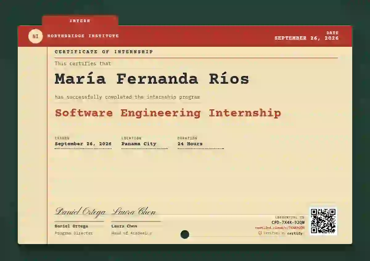 Catalogue Card internship certificate template