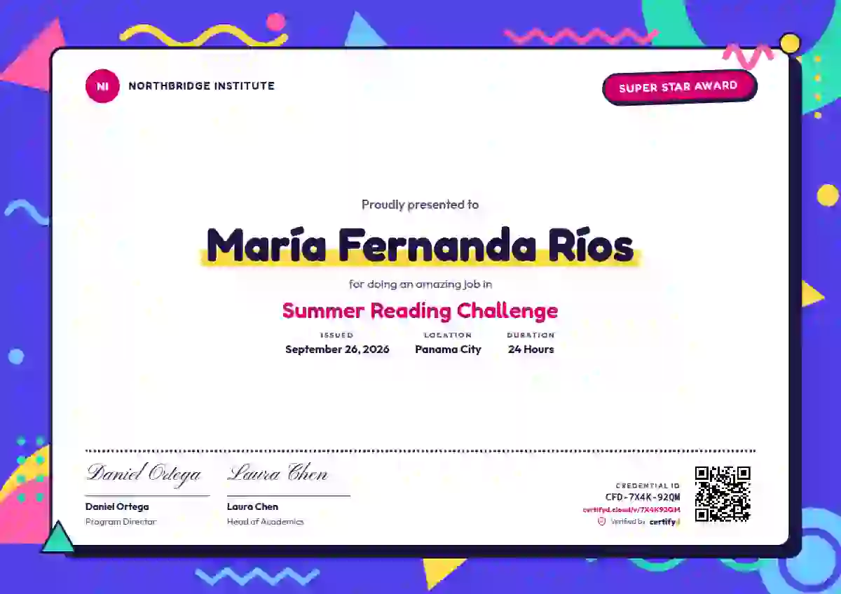 Memphis Pop school and kids certificate template