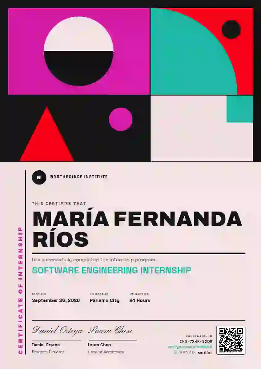 Bauhaus Poster Magenta internship certificate template