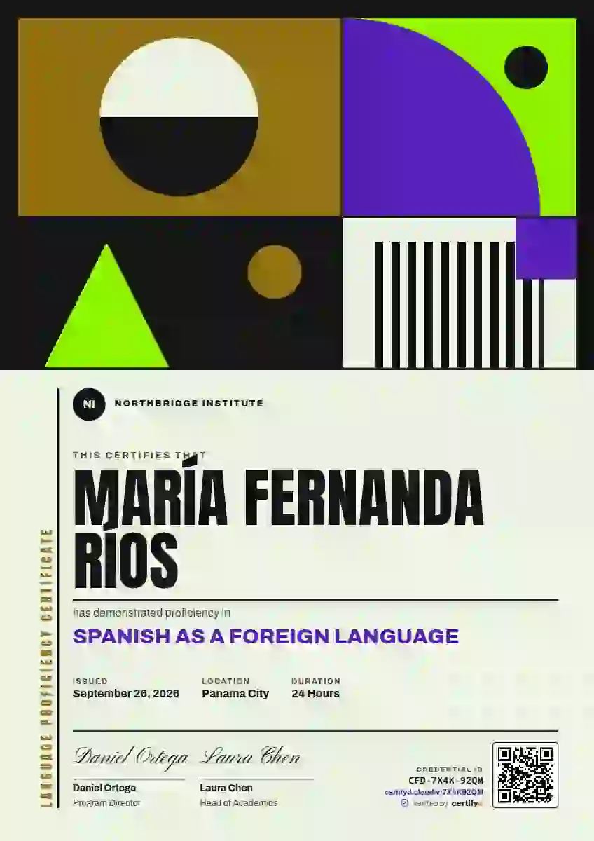 Bauhaus Poster Marigold language proficiency certificate template