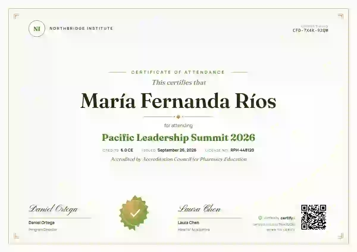 Plantilla de certificado Classic Seal Olive de asistencia a eventos