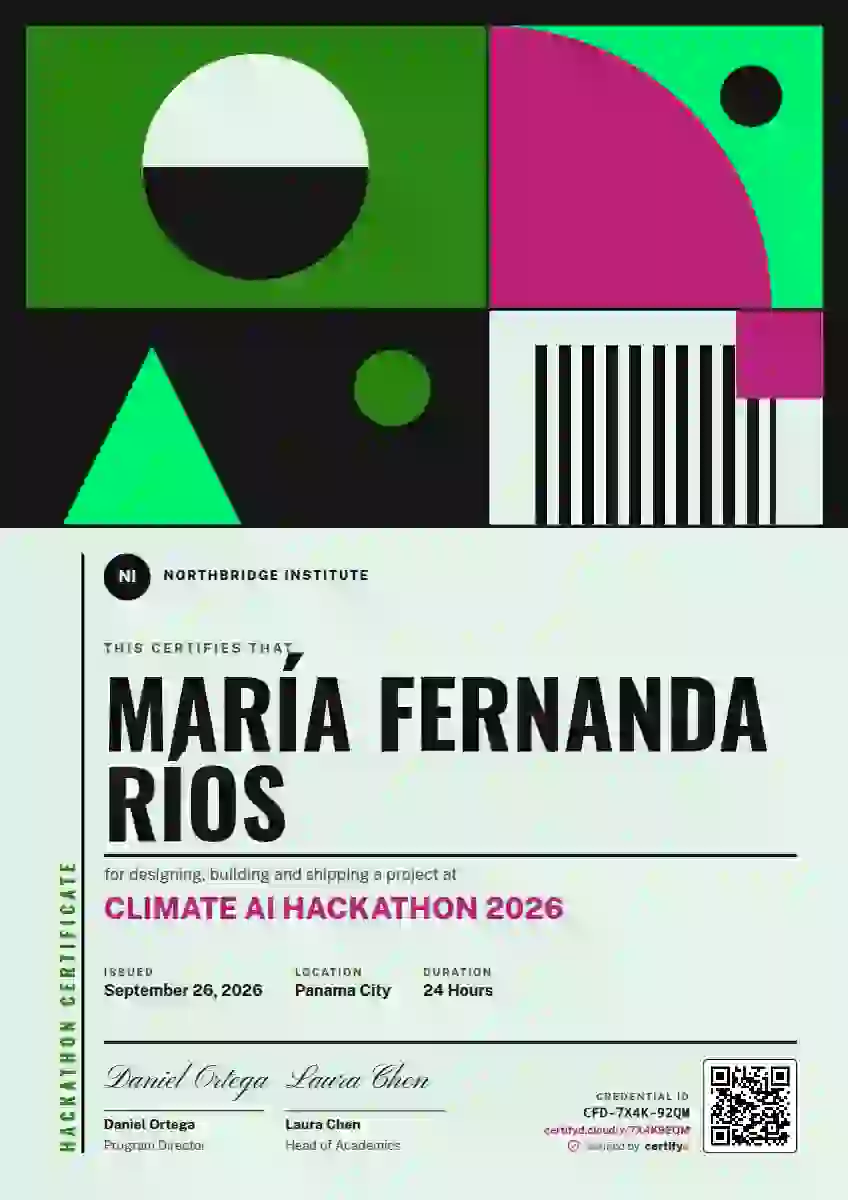 Bauhaus Poster Soft Fern hackathon certificate template