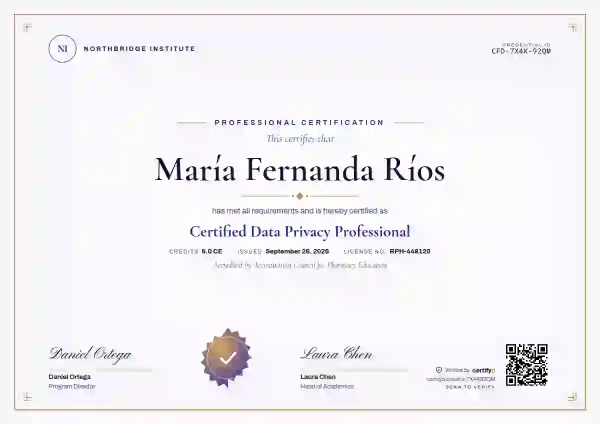 Classic Seal Indigo professional certification certificate template