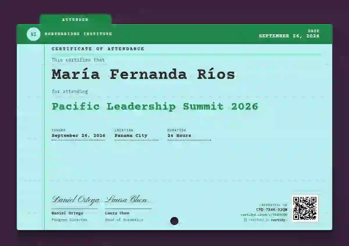 Catalogue Card Jade event attendance certificate template