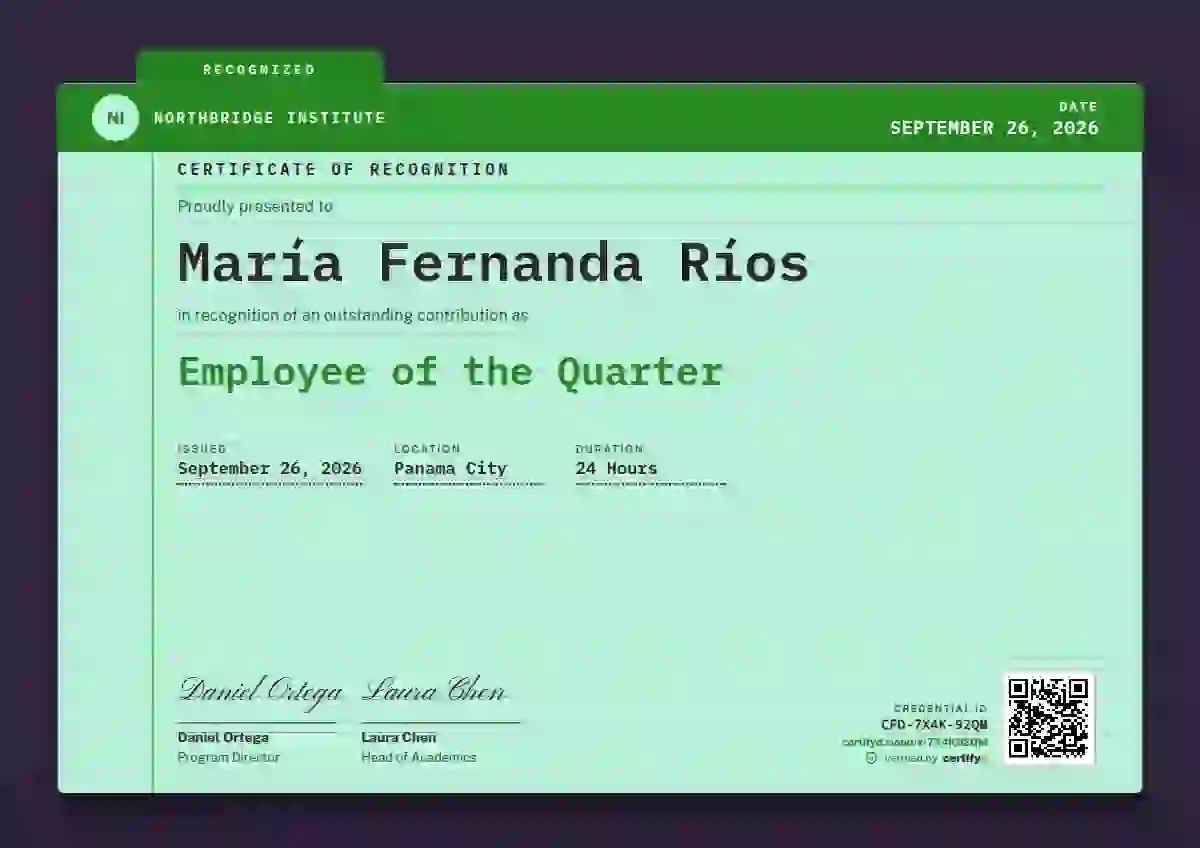 Catalogue Card Meadow employee recognition certificate template