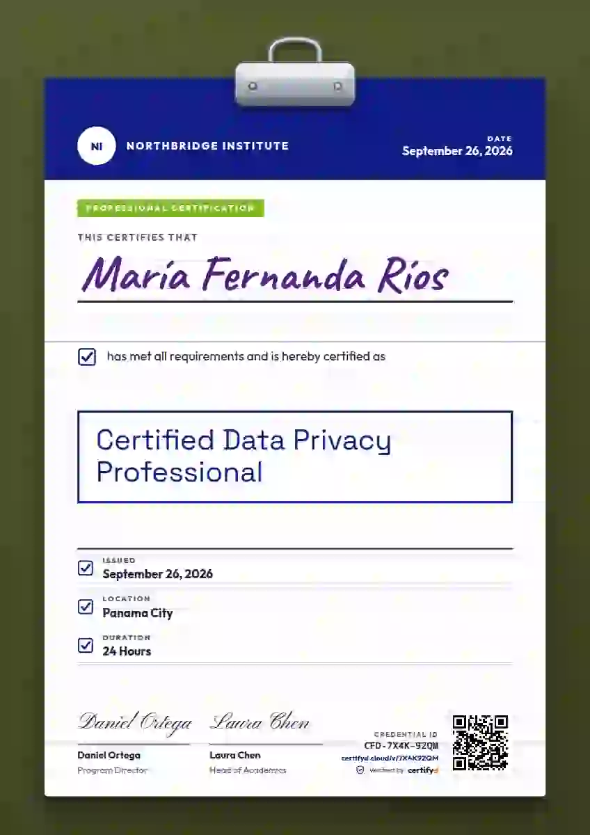 Clipboard Chart Ultramarine professional certification certificate template