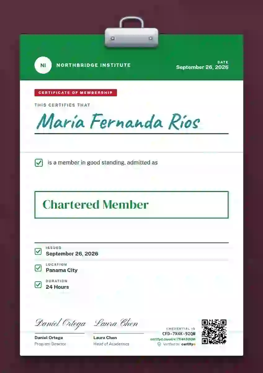Clipboard Chart Jade membership certificate template