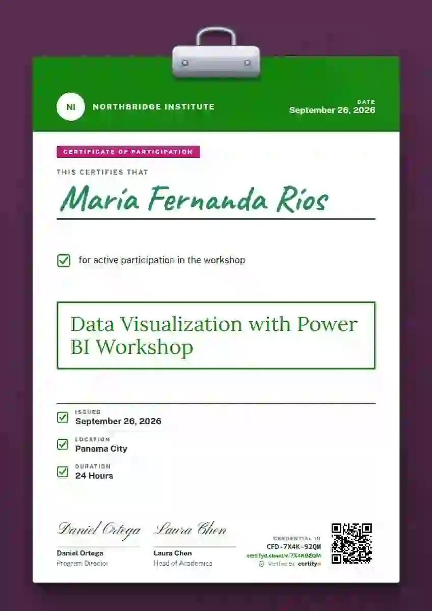 Clipboard Chart Meadow webinar and workshop certificate template