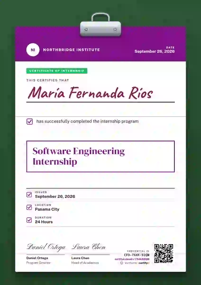 Clipboard Chart Fuchsia internship certificate template