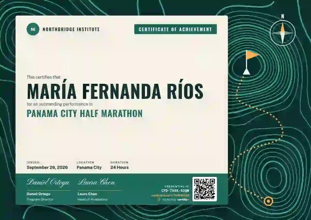 Contour Map Seafoam sports certificate template