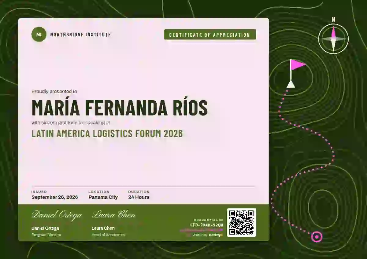 Contour Map Lime conference speaker certificate template