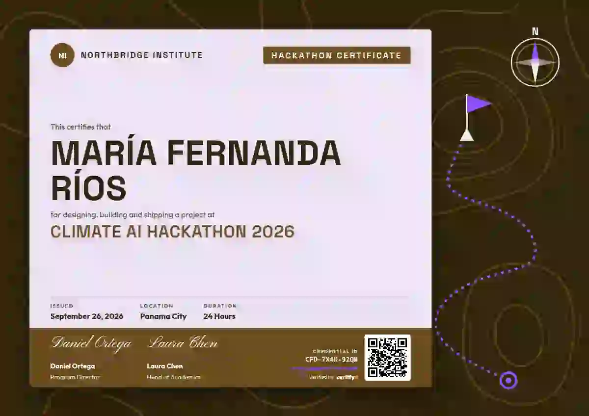 Contour Map Amber hackathon certificate template