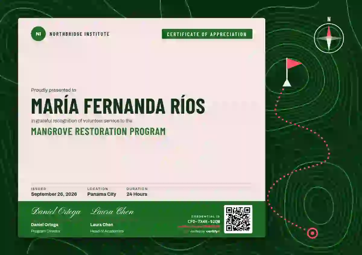 Contour Map Meadow volunteer appreciation certificate template