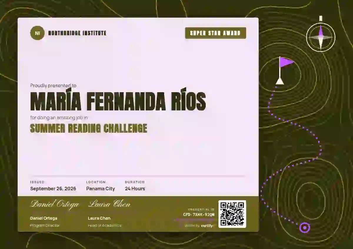 Contour Map Marigold school and kids certificate template