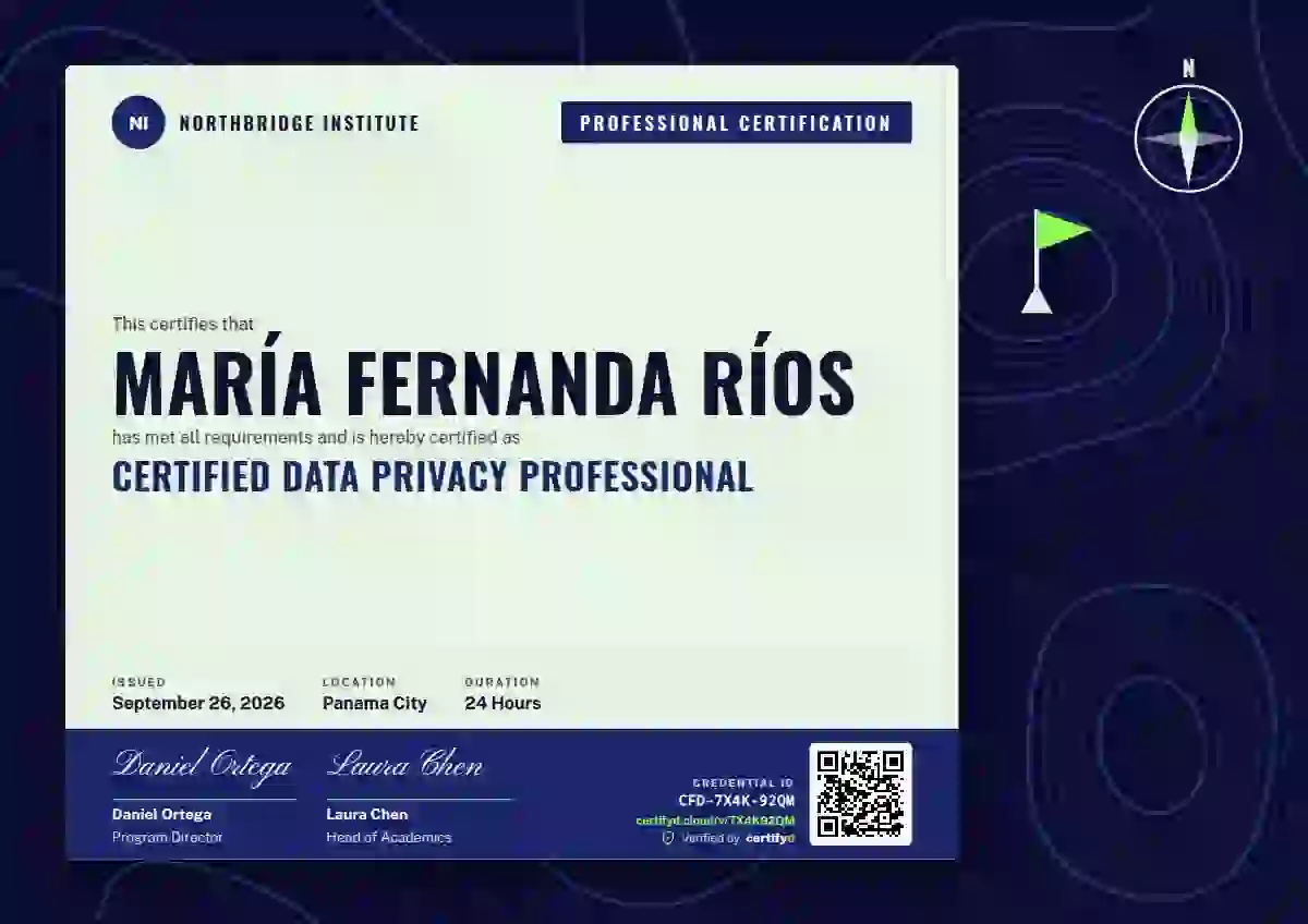 Contour Map Ultramarine professional certification certificate template