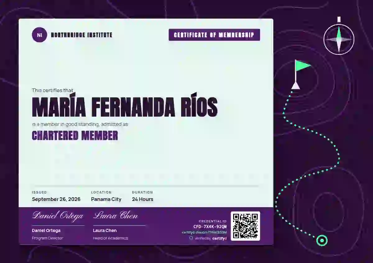 Contour Map Orchid membership certificate template