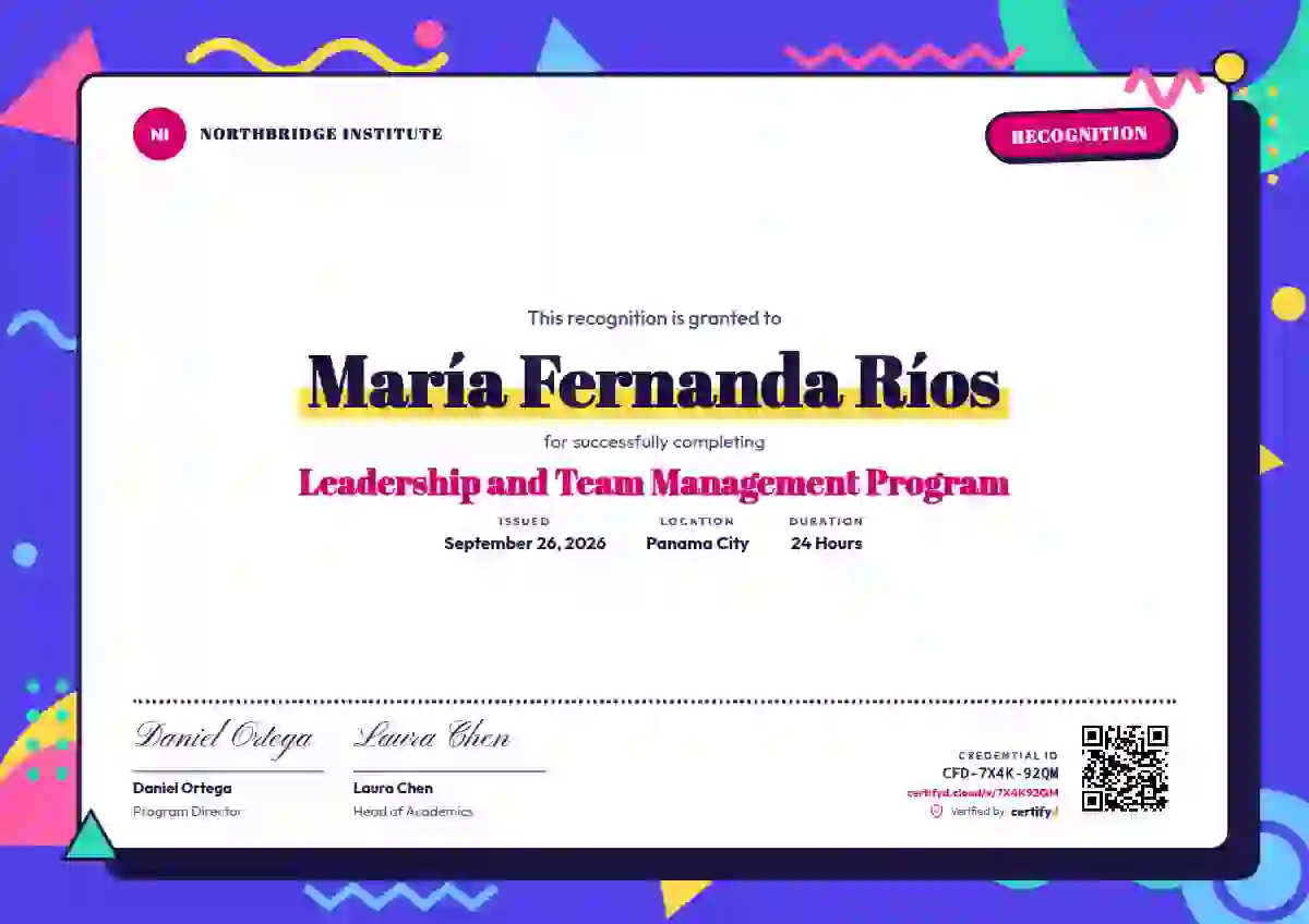 Memphis Pop Raspberry latin america certificate template