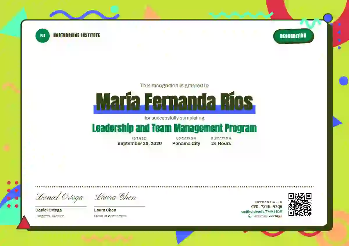 Memphis Pop Jade latin america certificate template