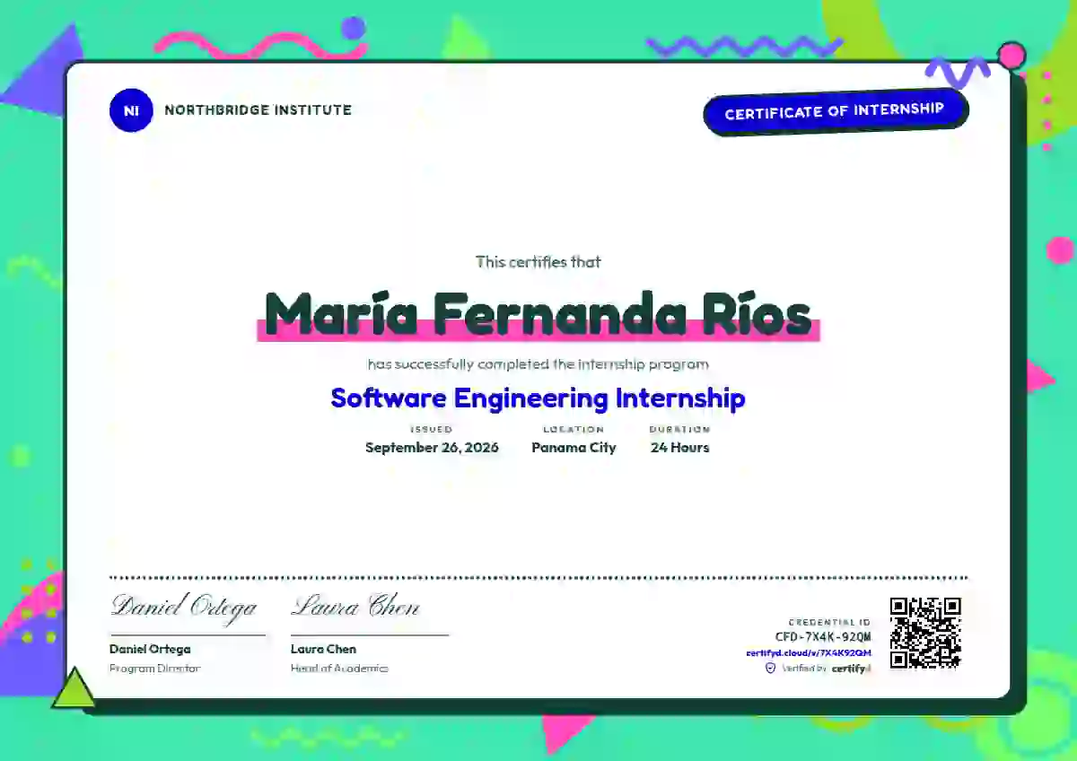 Memphis Pop Ultramarine internship certificate template