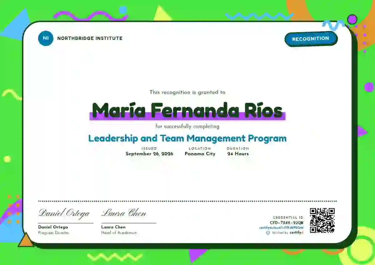 Memphis Pop Cerulean latin america certificate template