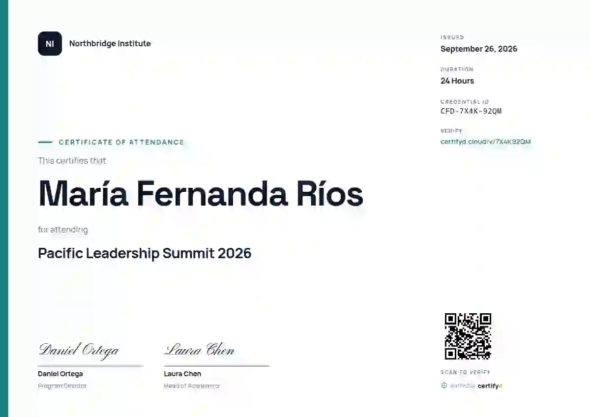 Plantilla de certificado Modern Minimal Teal de asistencia a eventos