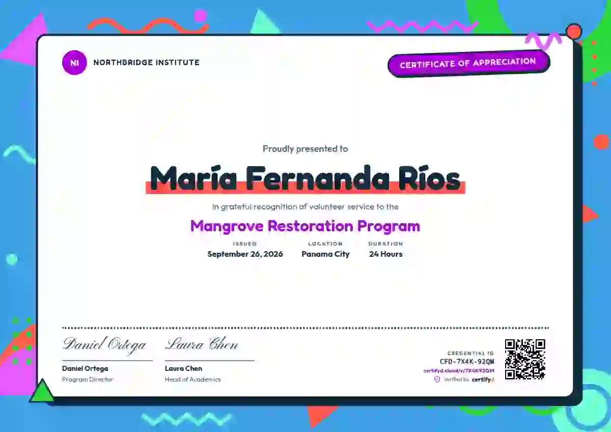 Memphis Pop Orchid volunteer appreciation certificate template