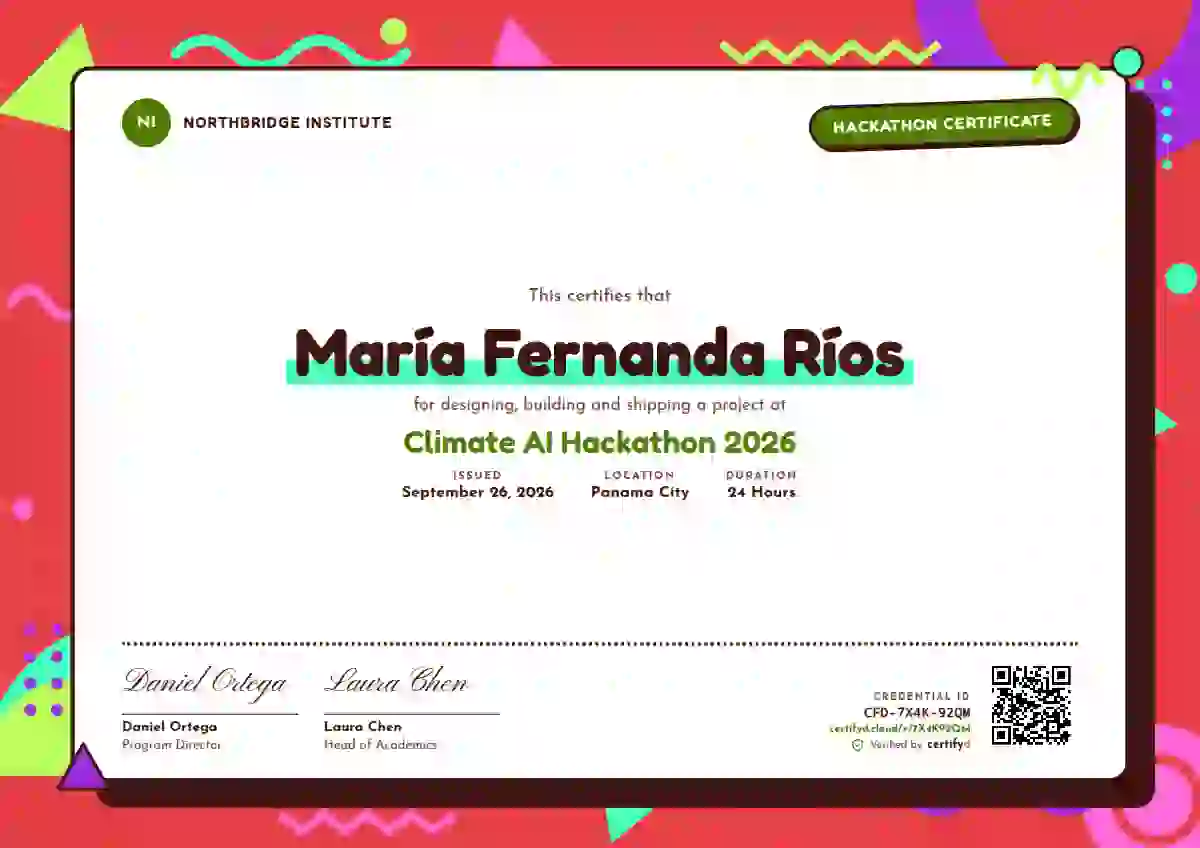Memphis Pop Soft Lime hackathon certificate template