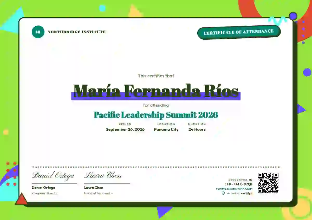 Memphis Pop Seafoam event attendance certificate template