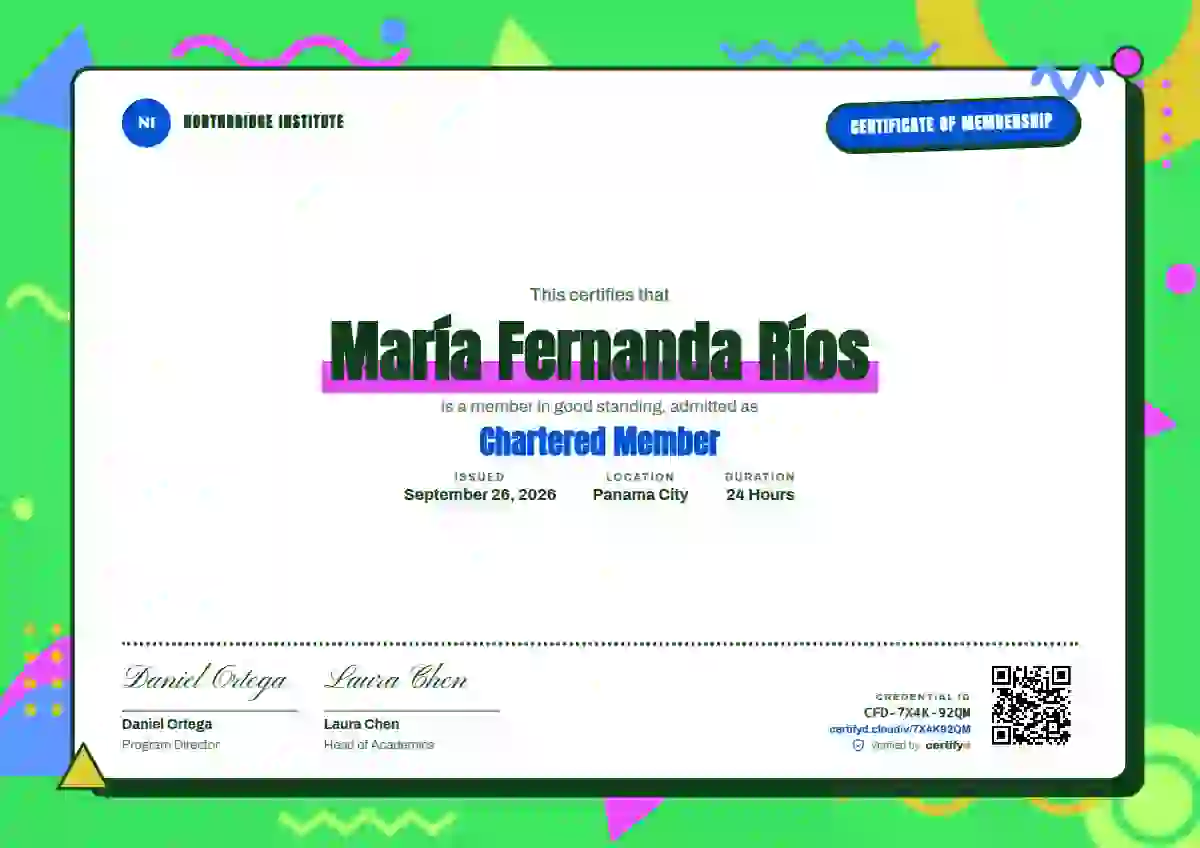 Memphis Pop Azure membership certificate template