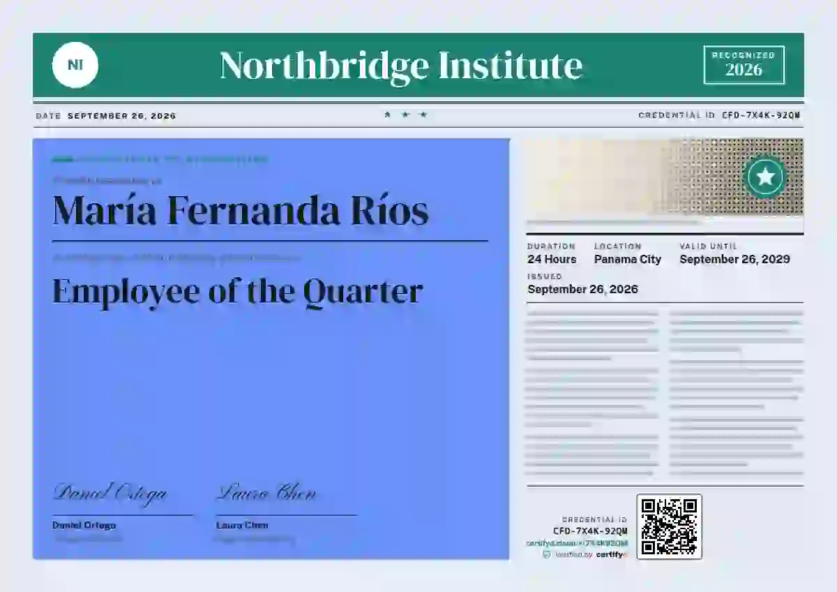 Newspaper Front Seafoam employee recognition certificate template