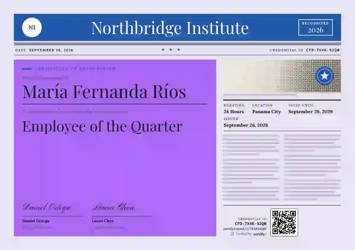 Newspaper Front Azure employee recognition certificate template