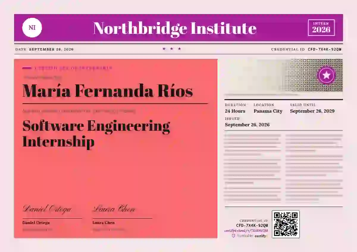 Newspaper Front Fuchsia internship certificate template