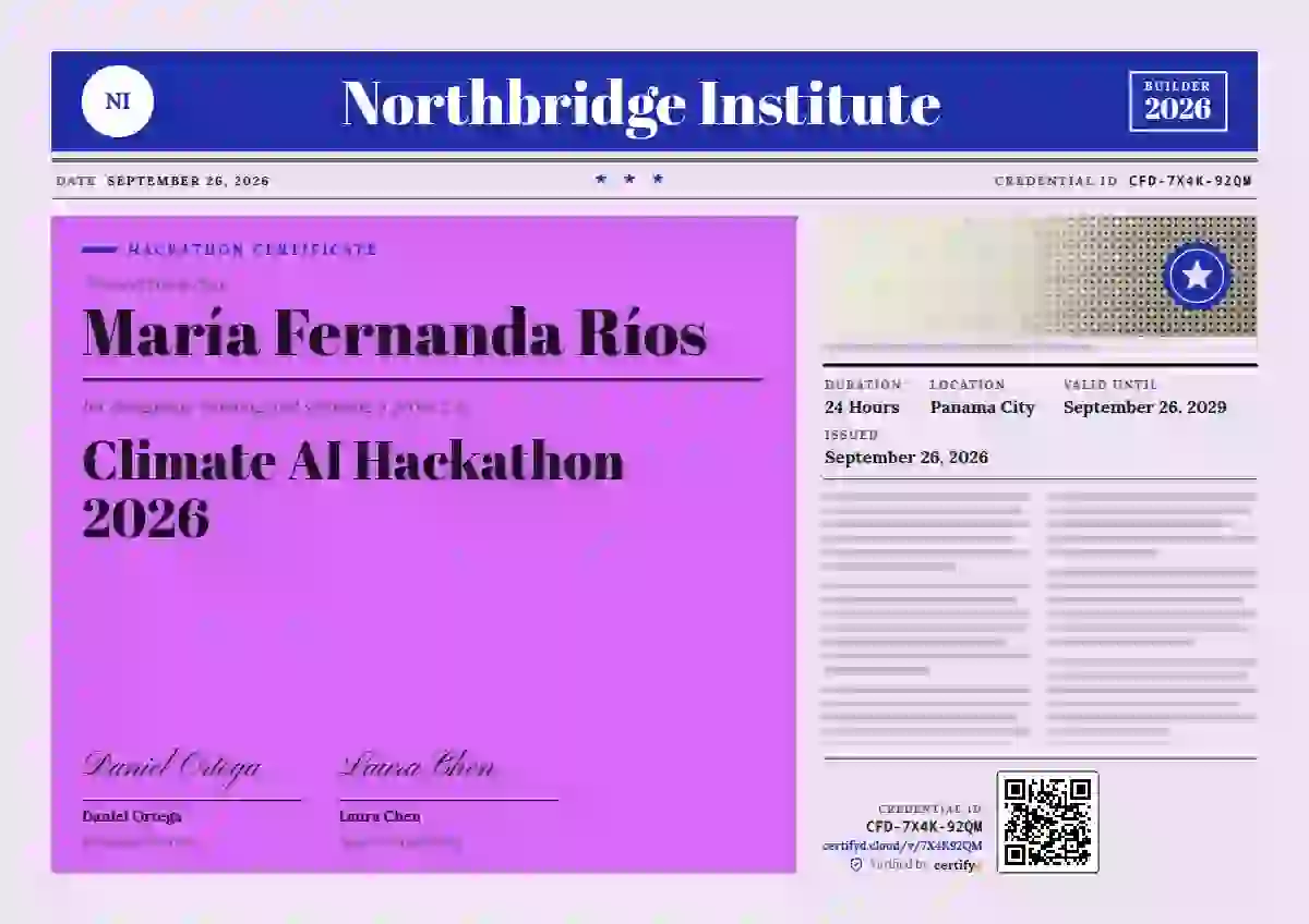 Newspaper Front Ultramarine hackathon certificate template