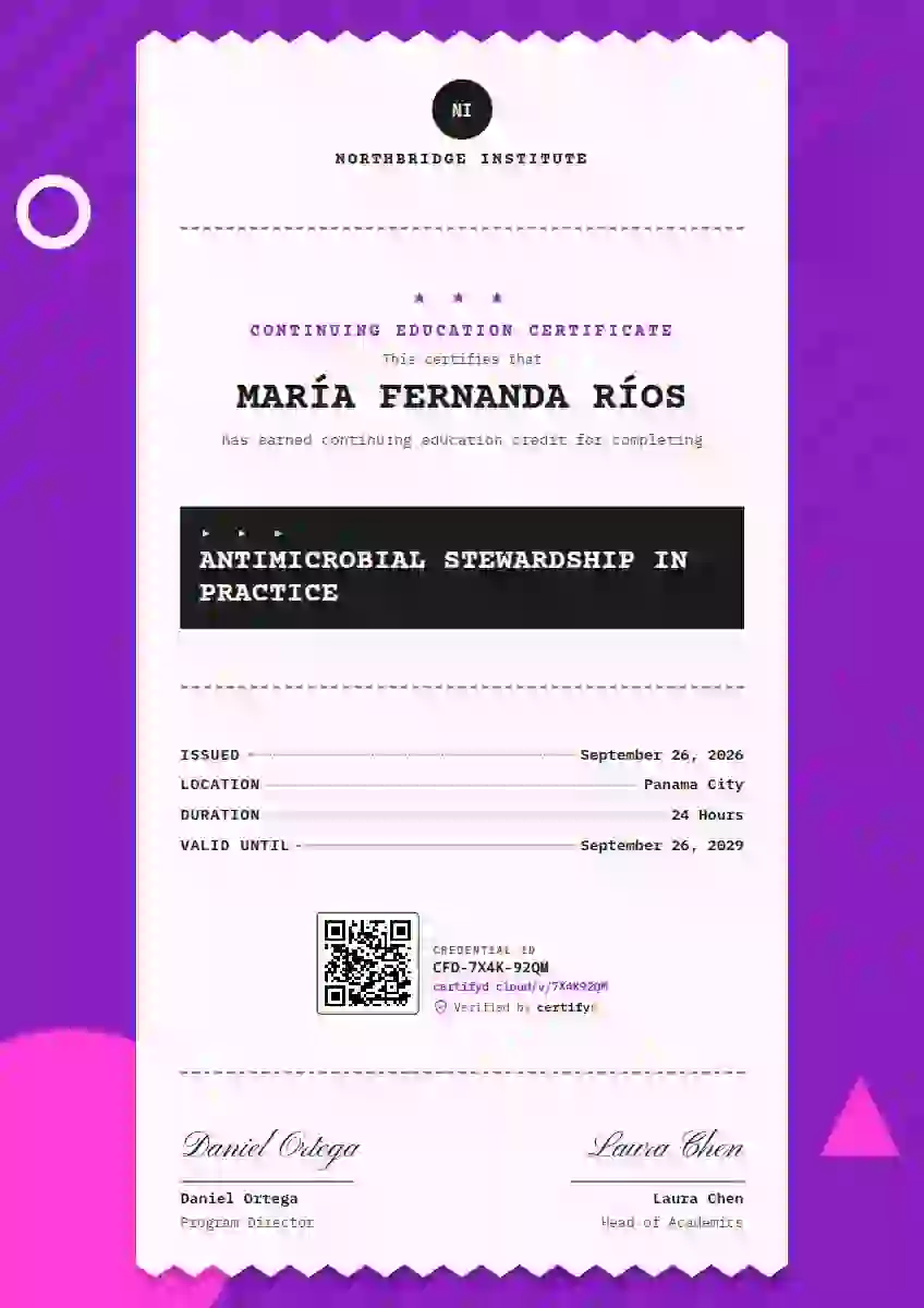 Receipt Roll Orchid continuing education certificate template