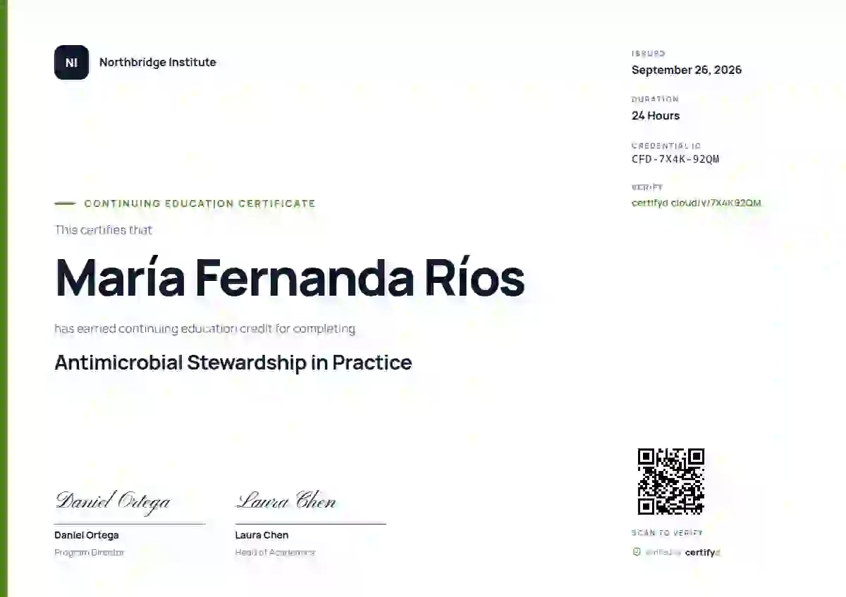 Modern Minimal Lime continuing education certificate template