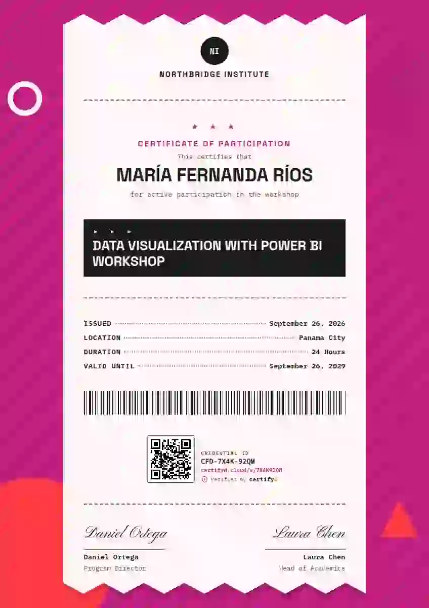Receipt Roll Raspberry webinar and workshop certificate template
