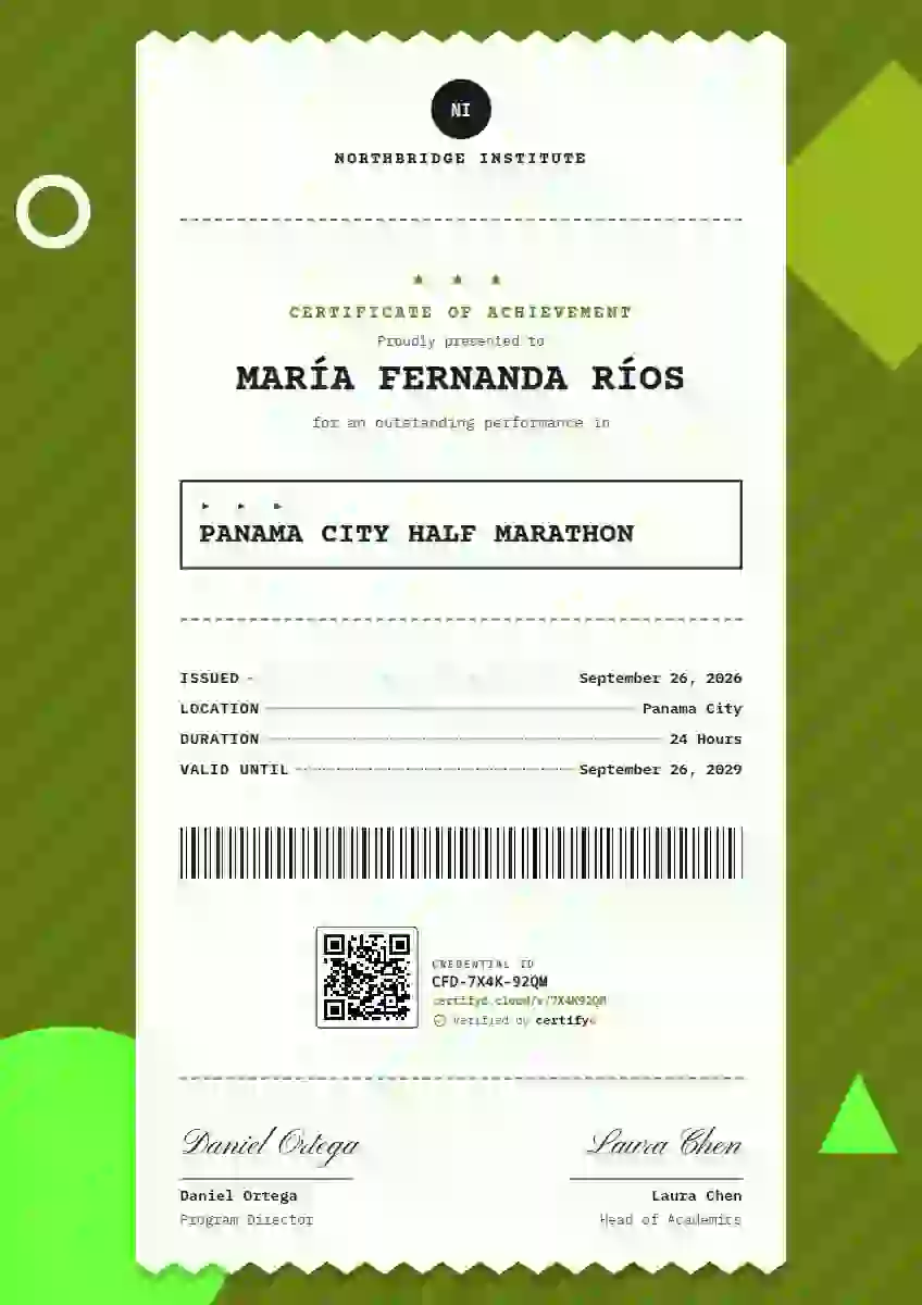 Receipt Roll Lime sports certificate template