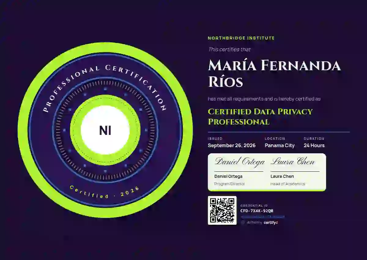 Ring Seal Lime professional certification certificate template