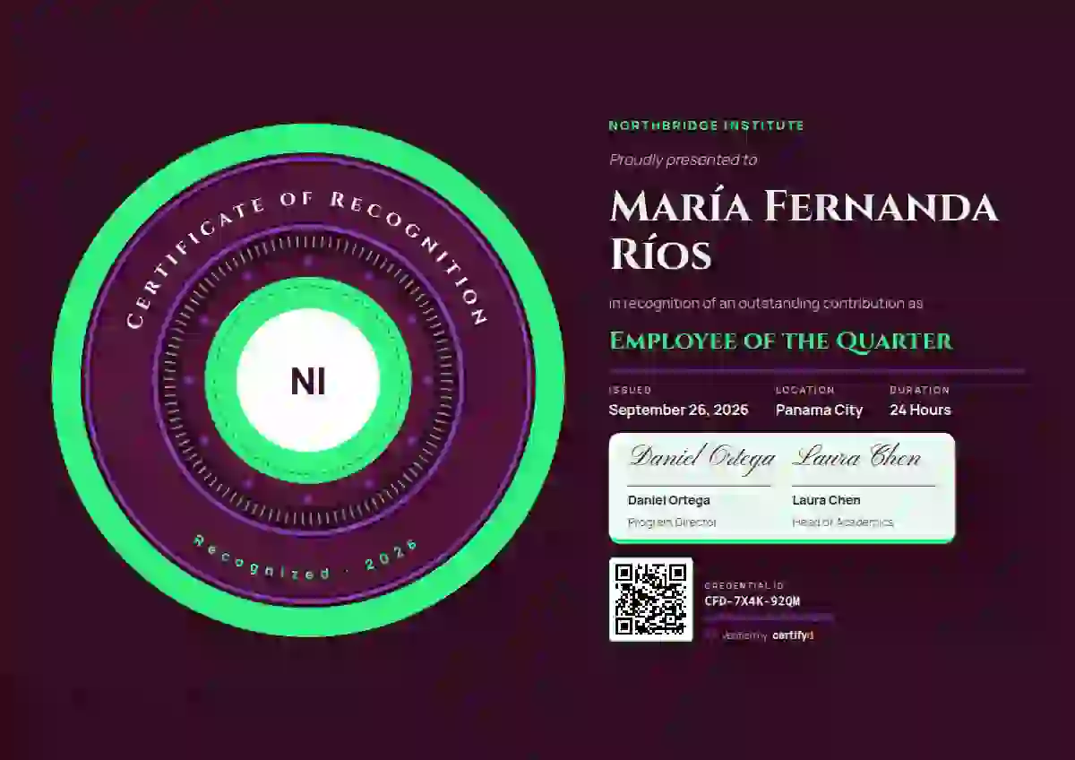 Ring Seal Jade employee recognition certificate template