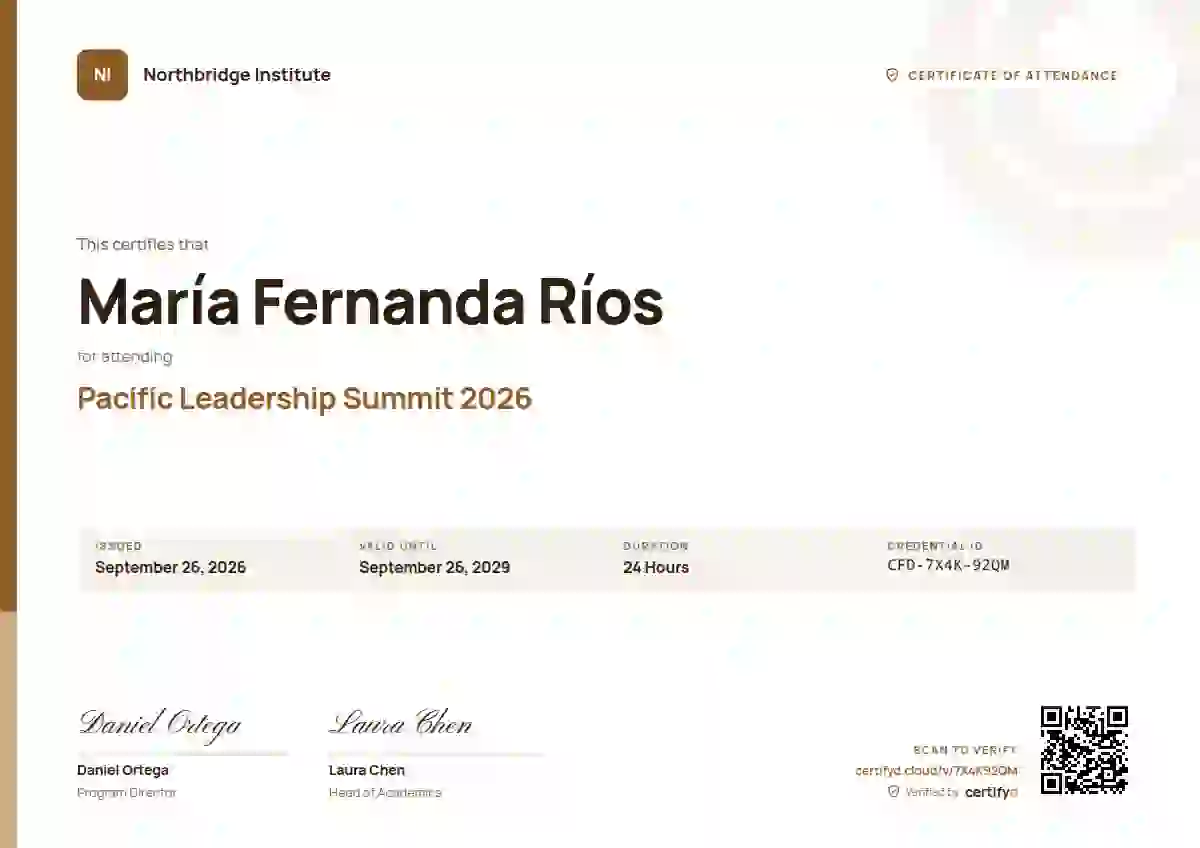 Plantilla de certificado Corporate Clean Amber de asistencia a eventos