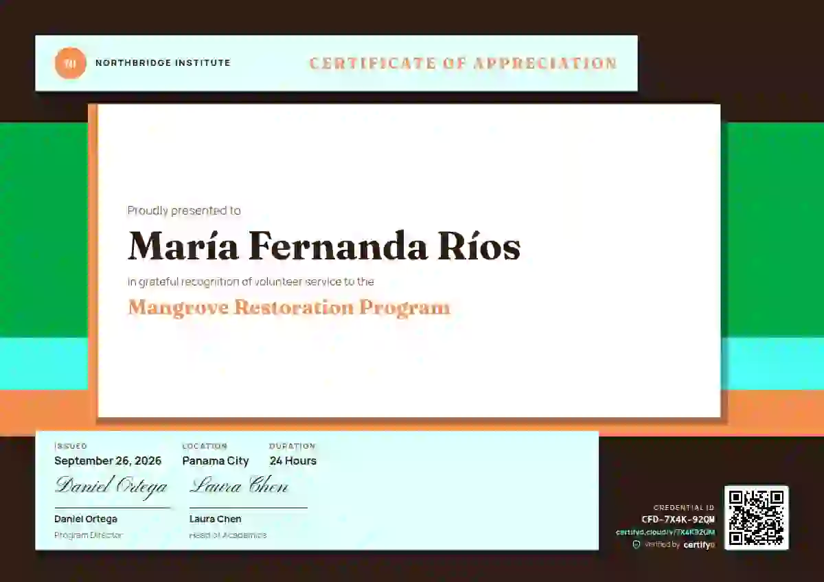 Stacked Bars Jade volunteer appreciation certificate template